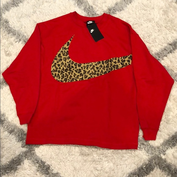 nike red leopard sweatshirt